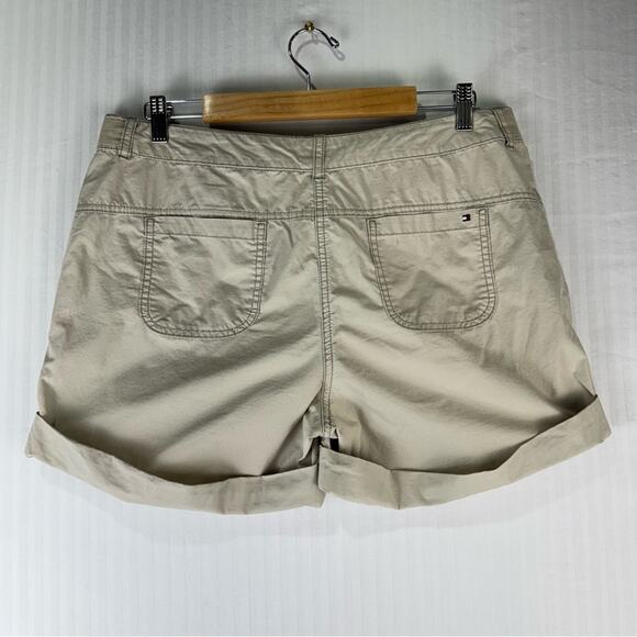 Tommy Hilfiger Roll Hem Utility Khaki Tan Shorts Women’s Size 12 Lightweight - Picture 2 of 5